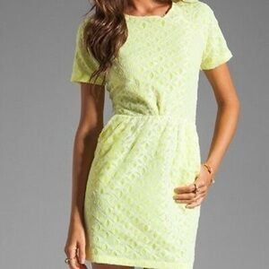 Dolce Vita Neon Lace Overlay Mini Dress - Size Large (Fits like a Medium)